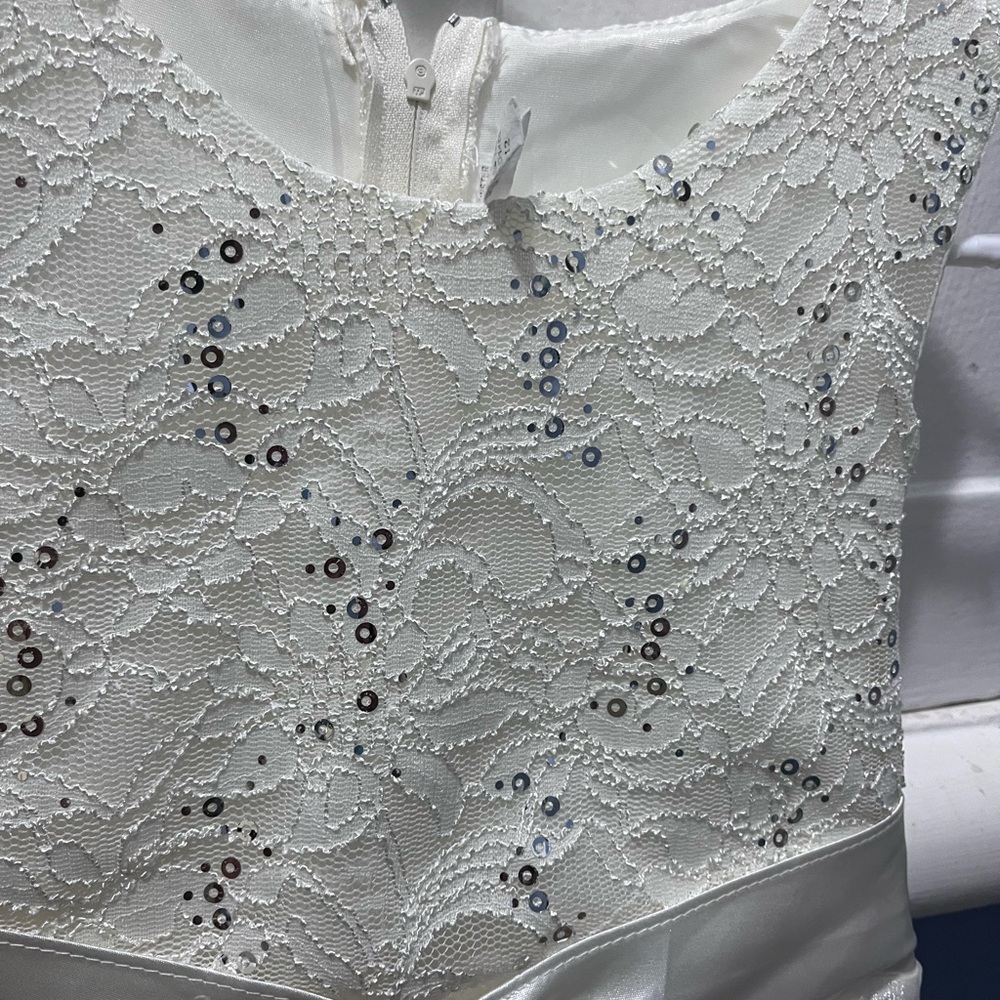 Elegant White Lace Dress with Beaded Details